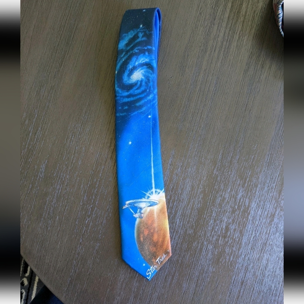 Vintage Star Trek Tie Mens One Size The Gold Planet Ralph Marlin Made In USA 90s